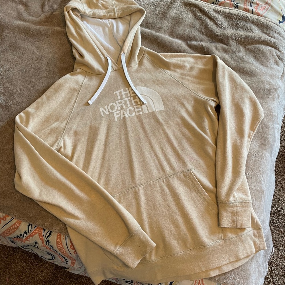 The North Face Hoodie- Tan and White